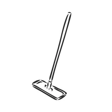 Vector hand drawn Bucket and mop outline doodle icon. Bucket and mop sketch i Stock-Illustration
