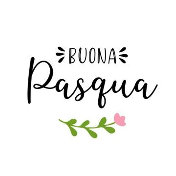 Vector hand drawn Buona Pasqua quote in Italian, translated Happy Easter Stock Illustration