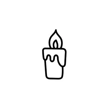 Vector hand drawn burning candle with melting wax . Vintage Element for Moder Stock Illustration
