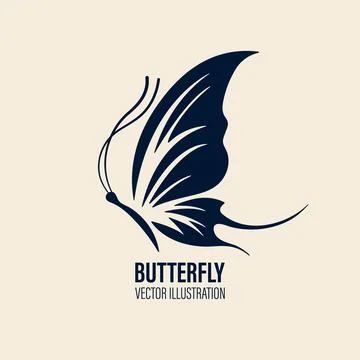 Vector Hand Drawn Butterfly Icon Closeup Isolated on White Background. Butterfly Stock Illustration
