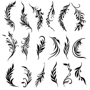 Vector Hand Drawn Calligraphic Divider. Flourishes Set. Decorative Design Stock Illustration