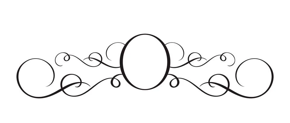 Vector Hand Drawn Calligraphic Separator. Spring Flourish Design Element. Floral Stock Illustration