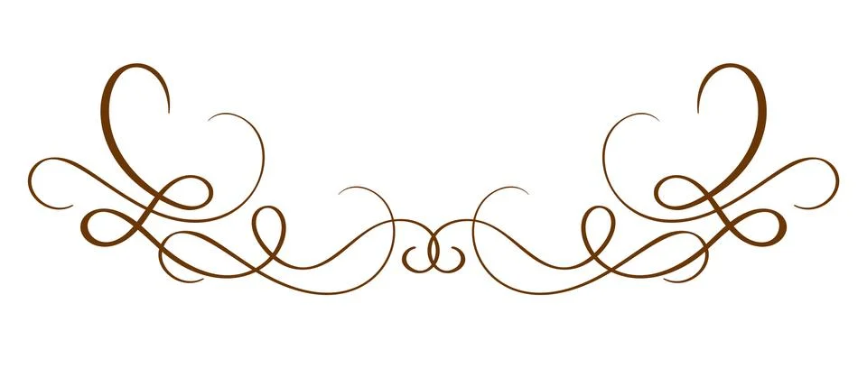 Vector Hand Drawn Calligraphic Separator. Spring Flourish Design Element. Floral 스톡 일러스트