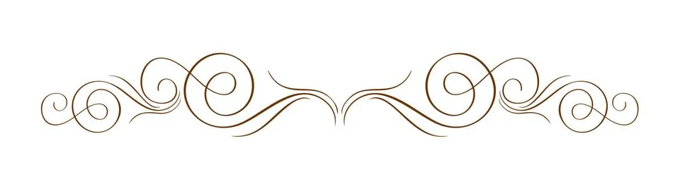 Vector Hand Drawn Calligraphic Separator. Spring Flourish Design Element. Floral 스톡 일러스트