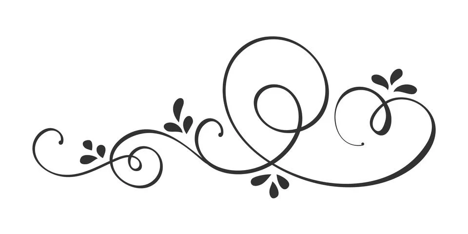 Vector Hand Drawn Calligraphic Spring Flourish Design Elements. Floral light Stock Illustration