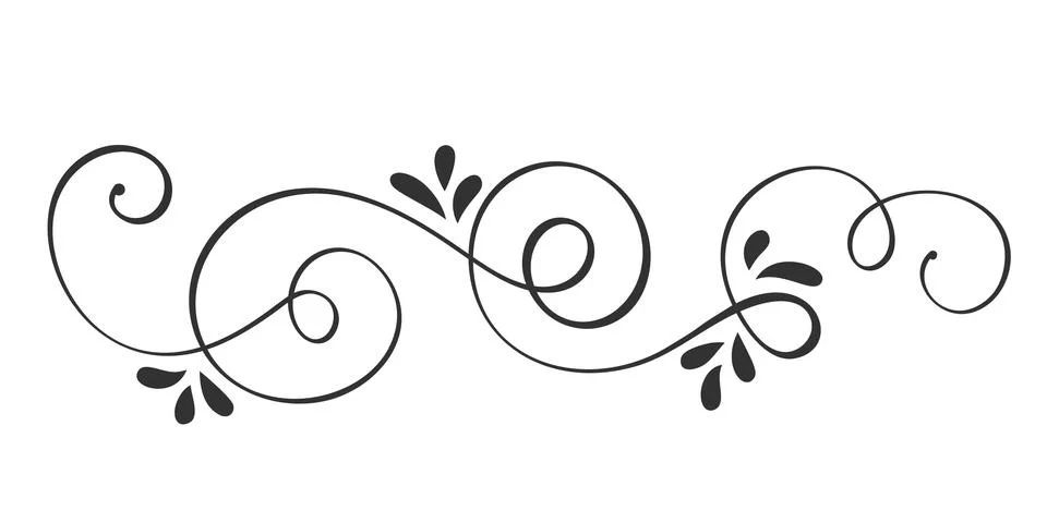 Vector Hand Drawn Calligraphic Spring Flourish Design Elements. Floral light 스톡 일러스트