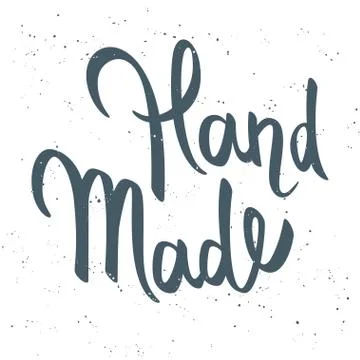 Vector hand drawn calligraphy lettering phrase "Hand Made". Stock Illustration