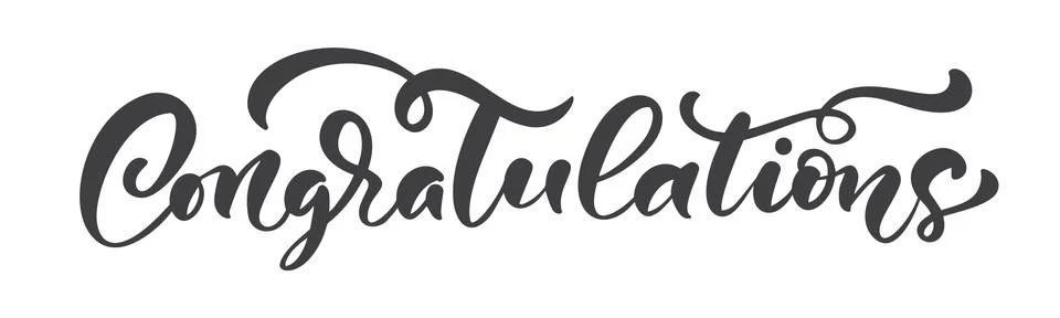 Vector hand drawn calligraphy lettering text isolated Congratulations. Elegant Illustrazione stock