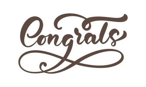 Vector hand drawn calligraphy lettering text isolated Congrats. Elegant modern Illustrazione stock