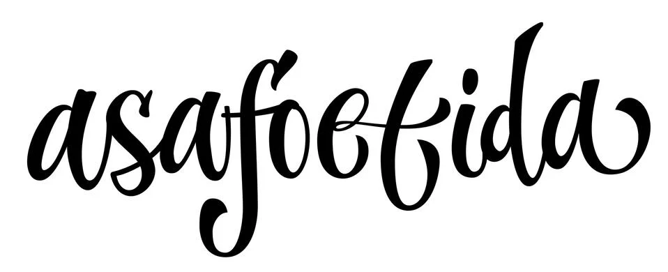 Vector hand drawn calligraphy style lettering word - Asafoetida. Stock Illustration