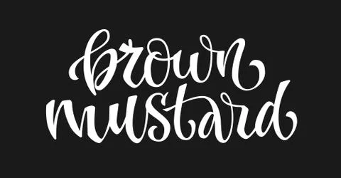 Vector hand drawn calligraphy style lettering word - Brown mustard. Stock Illustration
