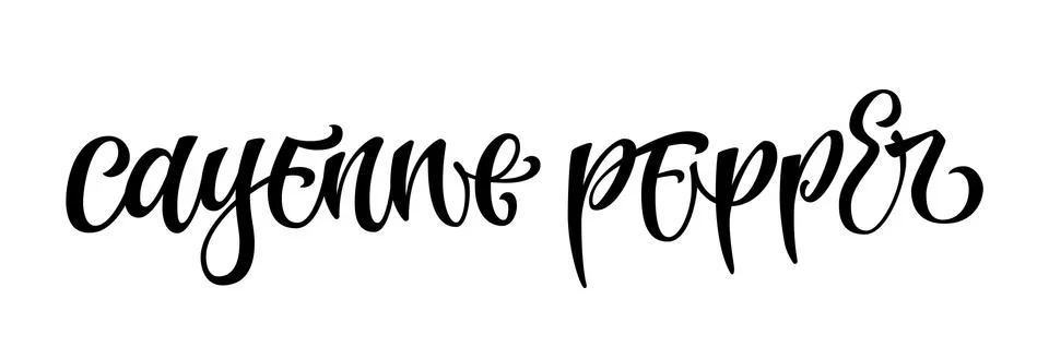 Vector hand drawn calligraphy style lettering word - cayene pepper. Stock Illustration