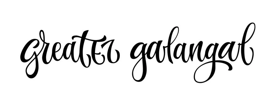 Vector hand drawn calligraphy style lettering word - greater galangal. Stock Illustration
