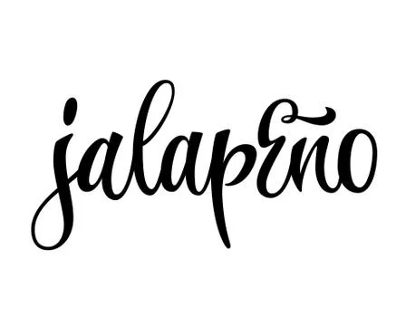 Vector hand drawn calligraphy style lettering word - jalapeno. Stock Illustration