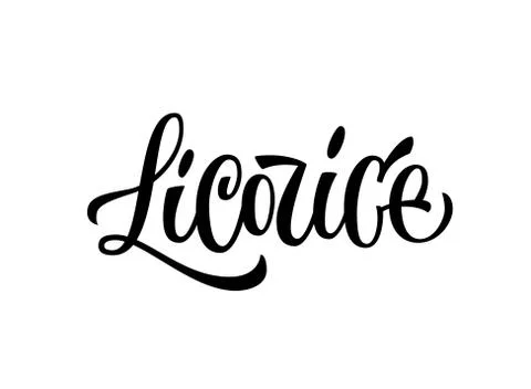 Vector hand drawn calligraphy style lettering word - Licorice. Stock Illustration