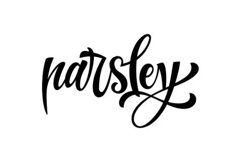 Vector hand drawn calligraphy style lettering word - Parsley. Stock Illustration