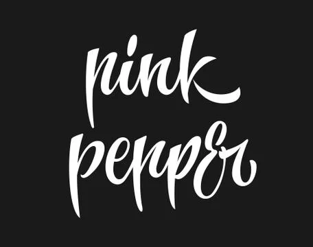 Vector hand drawn calligraphy style lettering word - Pink pepper. Stock Illustration