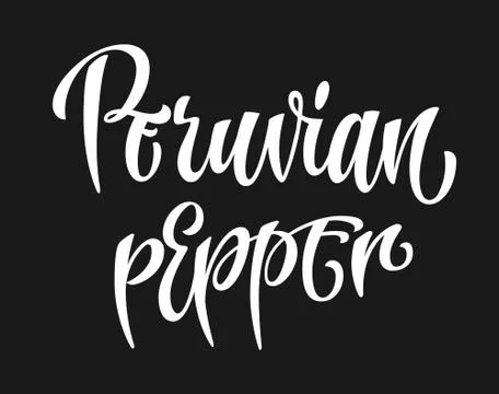 Vector hand drawn calligraphy style lettering word - Peruvian pepper. Stock Illustration