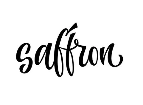 Vector hand drawn calligraphy style lettering word - Saffron. Stock Illustration