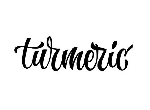 Vector hand drawn calligraphy style lettering word - Turmeric. Stock Illustration