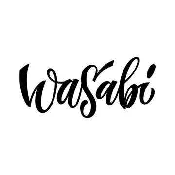 Vector hand drawn calligraphy style lettering word - Wasabi. Stock Illustration