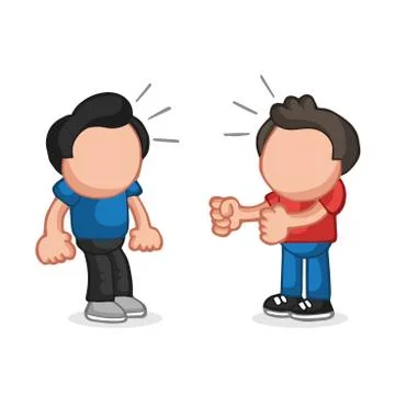 Vector hand-drawn cartoon of angry man wanting another man to fight Stock Illustration