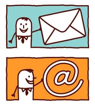 Vector hand drawn cartoon characters - business &amp; mail Stock Illustration