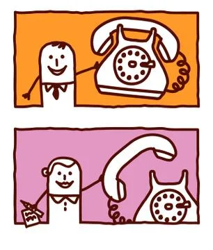 Vector hand drawn cartoon characters - business &amp; telephone Stock Illustration