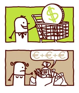 Vector hand drawn cartoon characters - consumer &amp; purchasing Stock Illustration