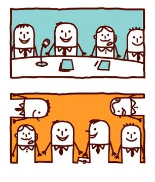 Vector hand drawn cartoon characters - teamworks Stock Illustration