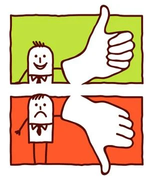 Vector hand drawn cartoon characters - thumbs up &amp; down Stock Illustration
