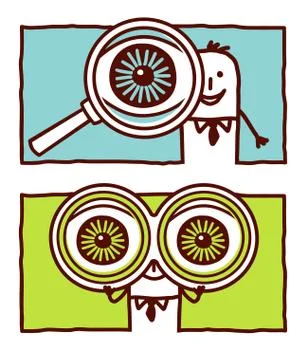 Vector hand drawn cartoon characters - big eyes Stock Illustration