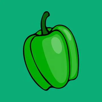 Vector hand drawn cartoon illustration of green bell pepper Stock Illustration