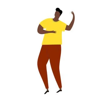Vector hand drawn cartoon illustration of latino, carribean, african man danc Stock Illustration