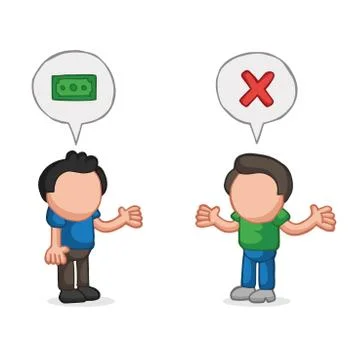 Vector hand-drawn cartoon of man asking another man for money and refused Stock Illustration