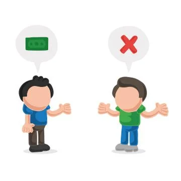 Vector hand-drawn cartoon of man asking another man for money and refused Stock Illustration