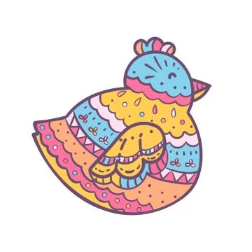 Vector hand drawn Chicken with doodle icon. Chicken sketch illustration for p Stock Illustration