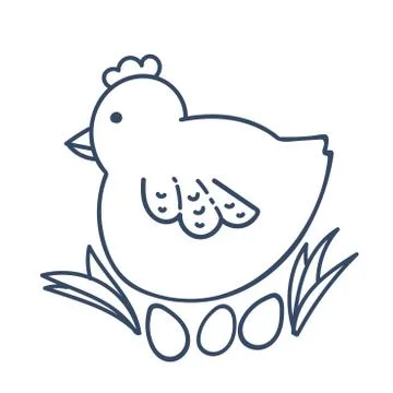 Vector hand drawn Chicken with eggs doodle icon. Chicken sketch illustration  Stock Illustration