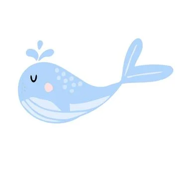 Vector hand-drawn childrens illustration of whale. Stock Illustration