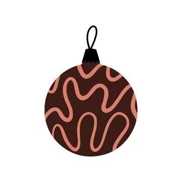 Vector hand drawn Christmas bauble. Decorative doodle Xmas ball elements Stock Illustration