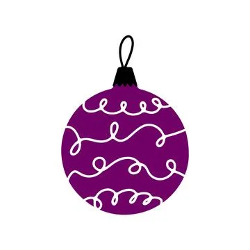 Vector hand drawn Christmas bauble. Decorative doodle Xmas ball elements Stock Illustration