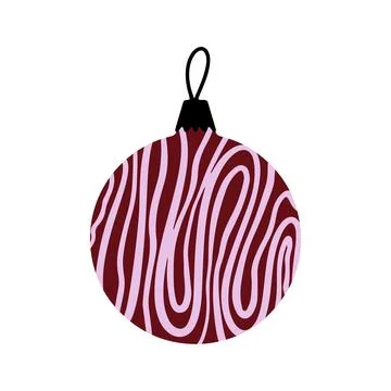 Vector hand drawn Christmas bauble. Decorative doodle Xmas ball elements Stock Illustration