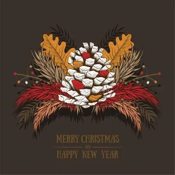 Vector hand drawn Christmas design Illustrazione stock