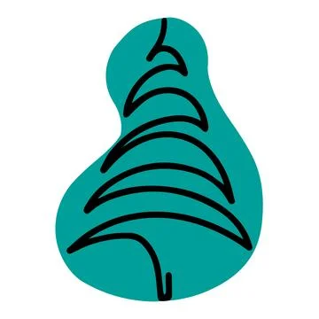 Vector hand drawn Christmas tree isolated on white background icon. Funny a.. Stock Illustration