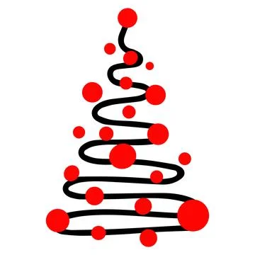 Vector hand drawn Christmas tree isolated on white background icon. Funny a.. Stock Illustration