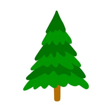 Vector hand drawn Christmas tree isolated on white background icon. Funny a.. Stock Illustration