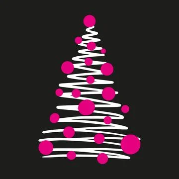 Vector hand drawn Christmas tree isolated on white background icon. Funny a.. Stock Illustration