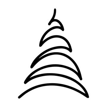 Vector hand drawn Christmas tree isolated on white background icon. Funny a.. Stock Illustration