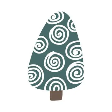 Vector hand drawn Christmas tree isolated on white background icon. Abstrac.. Stock Illustration