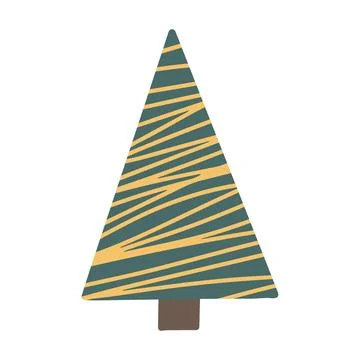Vector hand drawn Christmas tree isolated on white background icon. Abstrac.. Stock Illustration